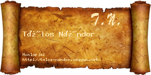 Tálos Nándor névjegykártya